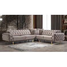 Stewehome Γωνιακός καναπές με χρυσά πόδια 230x250 cm 981678 |  Καναπέδες γωνιακοί στο espiti
