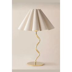 Stewehome Μοντέρνα Επιτραπέζια Λάμπα LED με Κυματιστή Χρυσή Βάση και Υφασμάτινο Καπέλο 749545 |  Επιτραπέζια στο espiti
