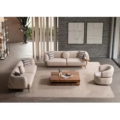 Stewehome Σαλόνι 3+3+1 με Ξύλινη Βάση Ύφασμα COCO &amp; Μηχανισμό Κρεβατιού 235x100x80 cm 599595 |  Καναπέδες στο espiti