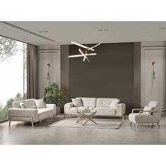 Stewehome Luxe 3+3+1 Σαλόνι TEDDY Ύφασμα με Αναδιπλούμενη Πλάτη και Ξύλινα Πόδια-μπεζ 240x80x95 cm 800086 |  Καναπέδες στο espiti