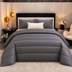 Πάπλωμα Ριγέ Υπέρδιπλο 220x240 Dark Grey Astron Italy |  Παπλώματα Υπέρδιπλα στο espiti