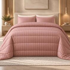 Πάπλωμα Ριγέ Υπέρδιπλο 220x240 Dusty Rose Astron Italy |  Παπλώματα Υπέρδιπλα στο espiti