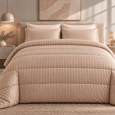 Πάπλωμα Ριγέ Υπέρδιπλο 220x240 Beige Astron Italy |  Παπλώματα Υπέρδιπλα στο espiti