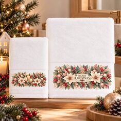 Χριστουγεννιάτικες Πετσέτες (Σετ 2 τεμ.) Merry Christmas White Astron Italy |  Χριστουγεννιάτικα Διακοσμητικά στο espiti