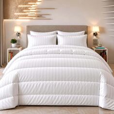 Πάπλωμα Ριγέ Υπέρδιπλο 220x240 White Astron Italy |  Παπλώματα Υπέρδιπλα στο espiti