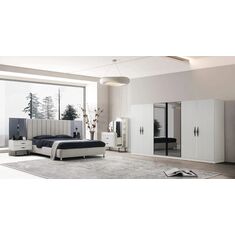 Stewehome Κρεβατοκάμαρα "Λευκή Αρμονία" Minimal Σετ Υπνοδωματίου με Ντουλάπα &amp; Κομοδίνα 470422 |  Σέτ Κρεβατοκάμαρας στο espiti