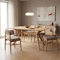 Τραπεζαρία με Καρέκλες Raudi μπεζ και Τραπέζι Raffles rubberwood σε φυσική απόχρωση 150x90x76εκ Σετ 5τεμ |  Σετ τραπεζαρία κήπου στο espiti