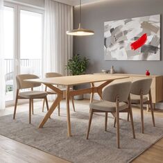 Τραπεζαρία με Καρέκλες Sienna μπεζ και Τραπέζι Raffles rubberwood σε φυσική απόχρωση 150x90x76εκ Σετ 5τεμ |  Σετ τραπεζαρία κήπου στο espiti