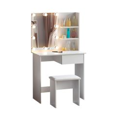 ΤΟΥΑΛΕΤΑ ΜΕ ΦΩΤΙΣΜΟ LED & ΡΑΦΙΑ LAURYN HM2501.03 ΜΕΛΑΜΙΝΗ ΣΕ ΛΕΥΚΟ 75x40x134.5Υεκ |  Συρταριέρες -Κονσόλες στο espiti
