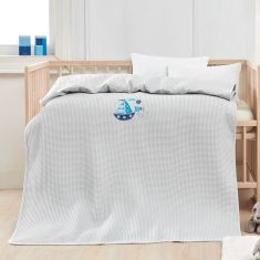 Κουβέρτα πικέ με κέντημα Art 5309 80x110 Γκρι   Beauty Home |  Βρεφικές Κουβέρτες στο espiti