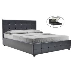Κρεβάτι Roi pakoworld διπλό 160x200 PU μαύρο ματ + αποθηκευτικό χώρο |  Κρεβάτια στο espiti