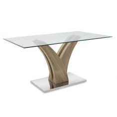 Τραπέζι Gull pakoworld γυαλί 10mm tempered-πόδι χρώμα sonoma 150x90x76εκ |  Τραπέζια στο espiti