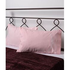 Βαμβακερή μαξιλαροθήκη με ροκοκό 311-6 (46cm x 70cm) ρόζ ζευγάρι 6978000002719 SilkFashion |  Μαξιλαροθήκες Απλές στο espiti