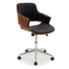 Καρέκλα γραφείου εργασίας Fern pakoworld μαύρο pu - ξύλο καρυδί |  Καρέκλες γραφείου στο espiti