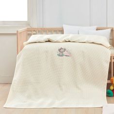 Κουβέρτα πικέ με κέντημα Art 5303 100X150 Μπεζ   Beauty Home |  Βρεφικές Κουβέρτες στο espiti