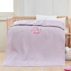 Κουβέρτα πικέ με κέντημα Art 5304 100X150 Ροζ   Beauty Home |  Βρεφικές Κουβέρτες στο espiti