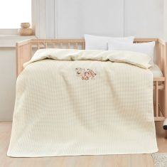Κουβέρτα πικέ με κέντημα Art 5306 100X150 Μπεζ   Beauty Home |  Βρεφικές Κουβέρτες στο espiti