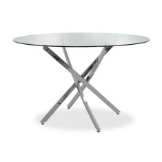 Τραπέζι στρόγγυλο Steve pakoworld με γυάλινη επιφάνεια διαφανές Φ120x74,5εκ |  Τραπέζια στο espiti
