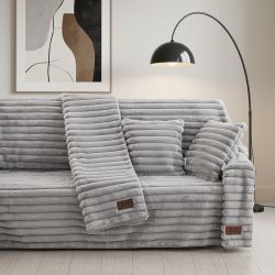 Beauty Home Γούνινο ριχτάρι Τριθέσιο Stripe Art 8727 180x300 Γκρι       |  Ριχτάρια στο espiti