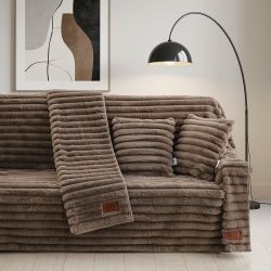 Beauty Home Γούνινο ριχτάρι Μονοθέσιο Stripe Art 8726 180x160 Μόκα       |  Ριχτάρια στο espiti