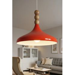 Stewehome διακοσμητικός μεταλλικός σκανδιναβικός μποέμ σκελετός με ξύλινα χάντρες πορτοκαλί φωτιστικό οροφής για τραπεζαρία 585376 |  Οροφής στο espiti