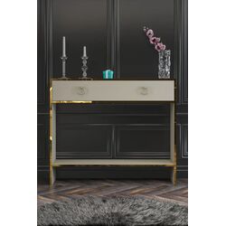 Stewehome Μοντέρνα κονσόλα με ντουλάπι από Συνθετικό ξύλο σε μπεζ απόχρωση με χρυσές λεπτομέρειες 120x102x102 cm 241635 |  Βιτρίνες - Έπιπλα εισόδου στο espiti