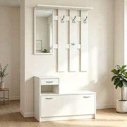 Έπιπλο εισόδου Jentia pakoworld με καθρέπτη λευκό MDF 113x100x89εκ |  Βιτρίνες - Έπιπλα εισόδου στο espiti