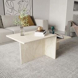 Stewehome Κεντρικό τραπέζι με μοτίβο μαρμάρου 105x50x40 cm 409119 |  Τραπεζάκια σαλονιού στο espiti