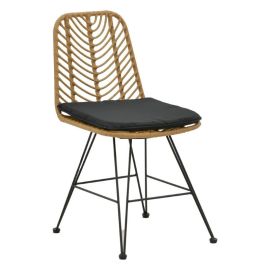 Καρέκλα Naoki pakoworld με μαξιλάρι pe φυσικό-μέταλλο μαύρο πόδι 44x58x82εκ |  Καναπέδες - Καρέκλες  στο espiti
