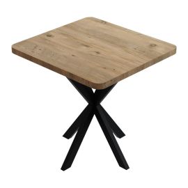 Τραπέζι Prestone pakoworld oak μελαμίνης-μαύρο μέταλλο 70x70x75εκ |  Τραπέζια στο espiti