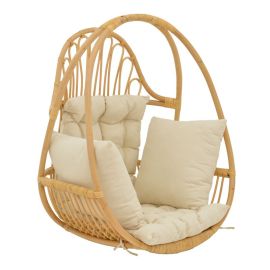 Κρεμαστή κούνια Jorg pakoworld φυσικό rattan-κρεμ μαξιλάρι 80x59x105εκ |  Κούνιες στο espiti