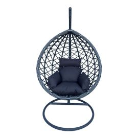 Κούνια φωλιά με βάση Lyere pakoworld μέταλλο γκρι-pe rattan σε γκρι απόχρωση 120x108x195εκ |  Κούνιες στο espiti