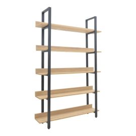 Βιβλιοθήκη Almond pakoworld σε oak-μαύρη απόχρωση 120x29x185εκ |  Βιβλιοθήκες στο espiti