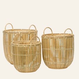 Beauty Home ΚΑΛΑΘΙΑ ΜΠΑΜΠΟΥ 38 x 35 cm ΣΕΤ 3 ΤΜΧ       |  Καλαθια-Κουτιά στο espiti
