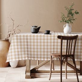 Beauty Home Επαγγελματικό τραπεζομάντηλο Checks Art Ε8494 145x220 Μπεζ       |  Τραπεζαρία στο espiti