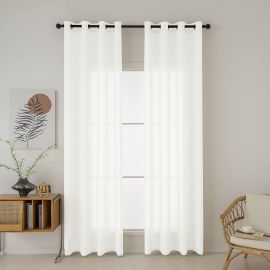 Beauty Home Κουρτίνα γάζα μονόχρωμη με 8 μεταλλικούς κρίκους Fit Art 8447 140x270 Εκρού       |  Ετοιμες κουρτίνες με σχέδιο στο espiti