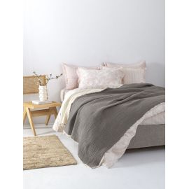 Κουβέρτα muslin 250x240 MOUS GREY Palamaiki |  Κουβέρτες Βελουτέ Υπέρδιπλες στο espiti