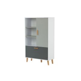 Ραφιέρα Timmy Λευκό-Γραφίτη-Γκρι 90x36x147cm AlphaB2B |  Βιτρίνες - Έπιπλα εισόδου στο espiti
