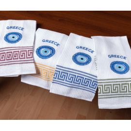 Σετ 12 τεμαχίων ποτηρόπανα (45cm x 65cm) μάτι CRETE 5206978169175 SilkFashion |  Πετσέτες Κουζίνας στο espiti