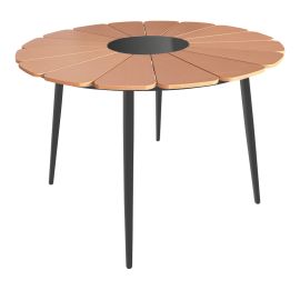 Τραπέζι Pinap pakoworld μαύρο αλουμίνιο και plywood σε φυσική απόχρωση Φ110x74εκ |  Τραπέζια κήπου στο espiti