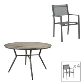 Τραπεζαρία Appa-Moly σετ 5τεμ pakoworld αλουμίνιο και plywood σε ανθρακί απόχρωση Φ120x74εκ |  Σετ τραπεζαρία κήπου στο espiti