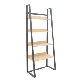 Βιβλιοθήκη Ryder pakoworld σε oak-μαύρη απόχρωση 75x36x185εκ |  Βιβλιοθήκες στο espiti