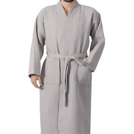 Μπουρνούζι Πικέ Ξενοδοχείου Light Grey - Large Astron Italy |  Μπάνιο στο espiti