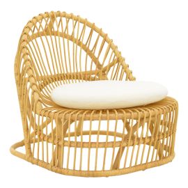 Πολυθρόνα Tromso paakoworld pe rattan σε φυσική απόχρωση με εκρού χρώμα μαξιλάρι 80x85x98εκ |  Πολυθρόνες σαλονιού στο espiti