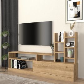 Σύνθεση τηλεόρασης Pesaro Megapap χρώμα sepet oak 165x25x91,3εκ. |  Έπιπλα τηλεόρασης στο espiti