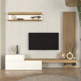 Σύνθεση τηλεόρασης Dumont Megapap χρώμα λευκό - sepet oak 240x36,8x200εκ. |  Συνθέσεις σαλονιού στο espiti