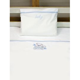 Σεντόνια κεντητά κούνιας Panda 02 Blue Κούνιας Sunshinehome |  Βρεφικά Σεντόνια στο espiti