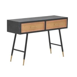 Κονσόλα Hasmia Inart φυσικό-μαύρο ξύλο-μέταλλο 110x35x76εκ |  Βιτρίνες - Έπιπλα εισόδου στο espiti