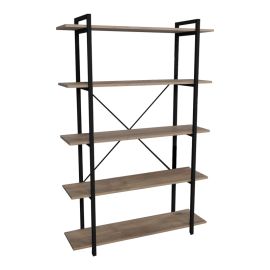 Βιβλιοθήκη Reson pakoworld oak μελαμίνης-μαύρο μέταλλο 120x34x180εκ |  Βιβλιοθήκες στο espiti