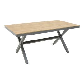 Τραπέζι Thorio pakoworld plywood σε φυσική απόχρωση και πόδι αλουμινίου ανθρακί 160x90x75εκ |  Τραπέζια κήπου στο espiti